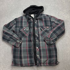 Dickies Jacket Adult Small Grey Chore Flannel Workwear Lined Check Hood Mens