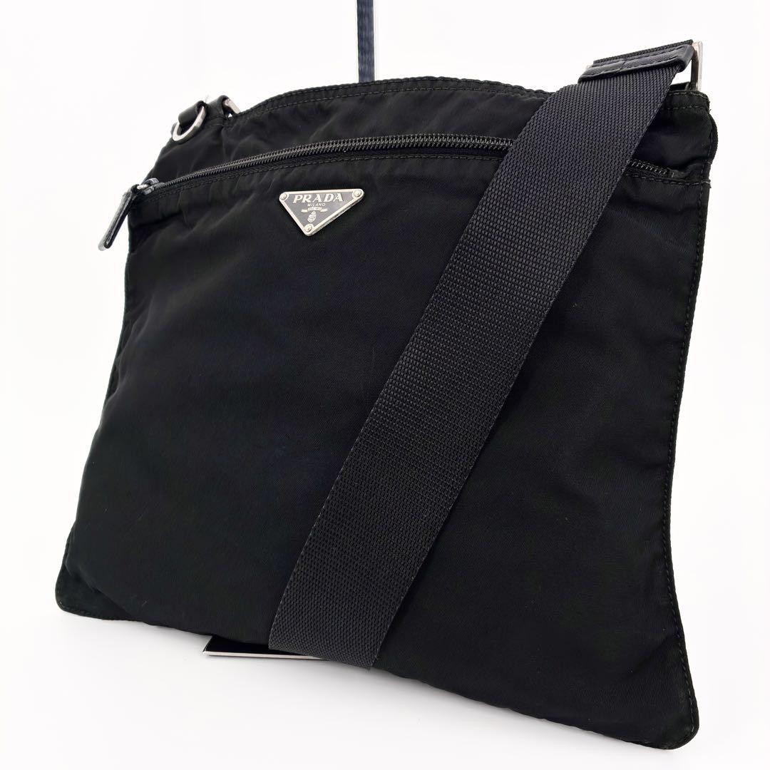 Prada Black Nylon Shoulder Bag with Triangle Logo