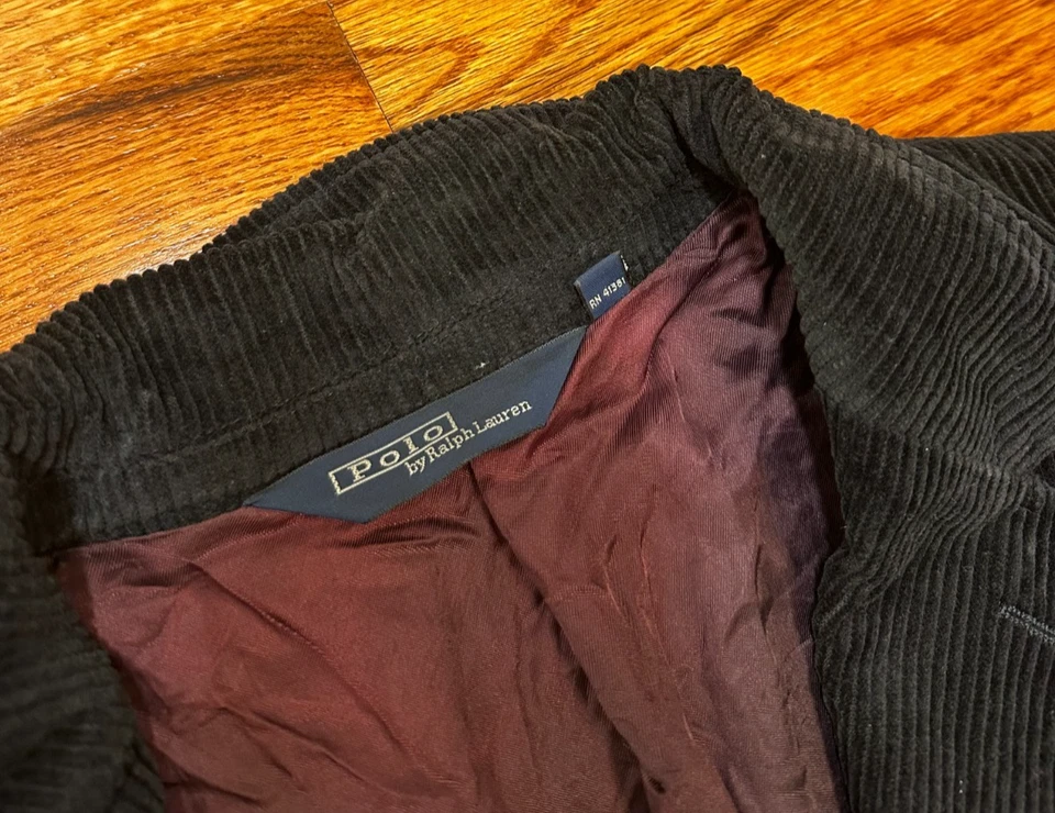 Винтажный Polo Ralph Lauren вельвет Sport пальто Blazer куртка мужская средний черный - Изображение 3 из 4