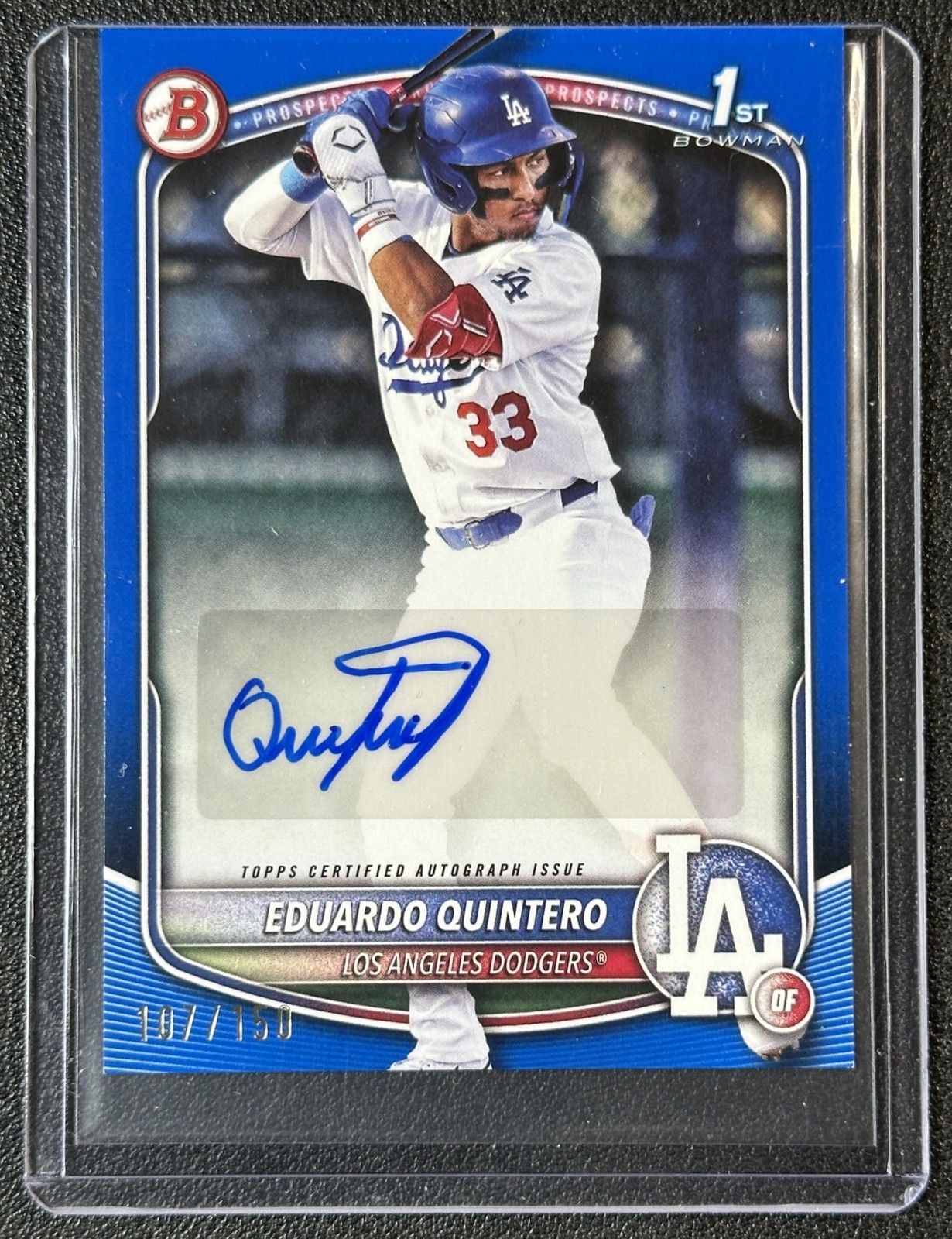 EDUARDO QUINTERO 2025 BOWMAN #BPA-EQ AUTO BLUE BORDER 1ST PROSPECT 107/150