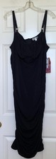 NWT EMERALD SUNDAE Ruched Bodycon Midi Dress Size 18 Black Straps Stretch