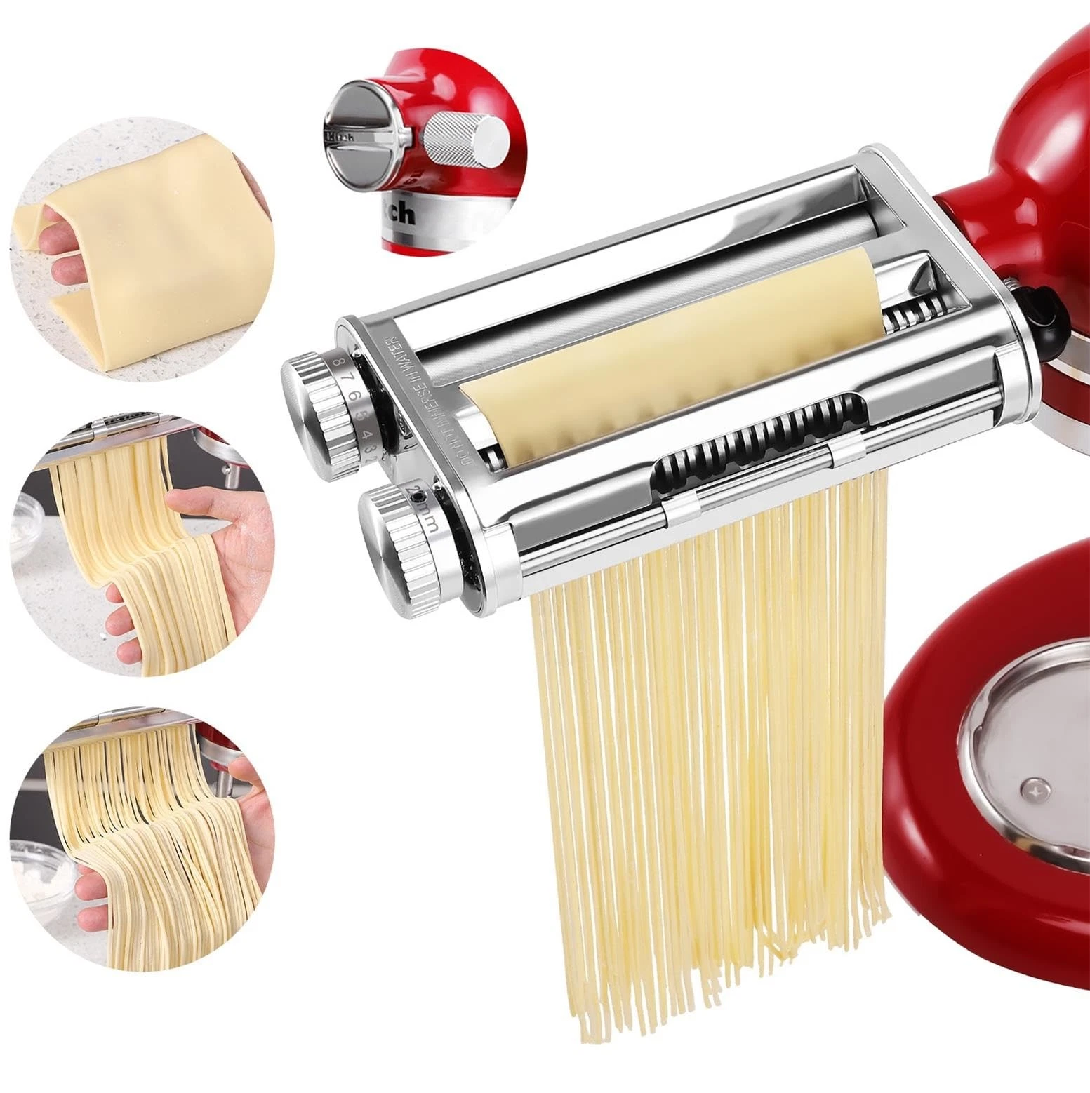 FavorKit Pasta Maker Attachment 3 in 1 Set for KitchenAid Mixers Plus Hub Kno...