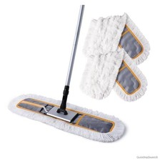 24 Inch Commercial Dust Mop Floor Cleaning Heavy Duty Sweeper with 2 Microfiber