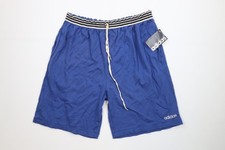 Deadstock Vintage 90s Adidas Mens XL Spell Out Striped Above Knee Shorts Blue