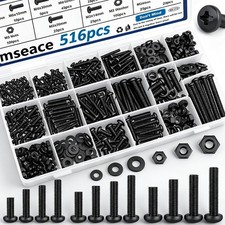 516Pcs Nuts and Bolts Assortment Kit 21-Sizes M3/M4/M5/M6 Nut Bolt Washer Assort