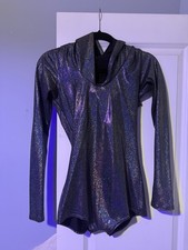 Sparkly holographic hooded Unitard Dancewear Leotard