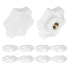 10pcs Star Knobs M6 Thread 32mm Head Non-Through Hole Clamping Handles White