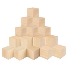 Wood Blocks for Crafts, 30 PCS 2 Inch Unfinished Wood Cubes, Natural Wooden S...