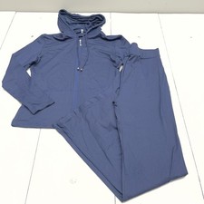 Sweatsuit Set Womens XL Blue Zip Hoodie Pants 2 Piece Jersey Lounge Athletic