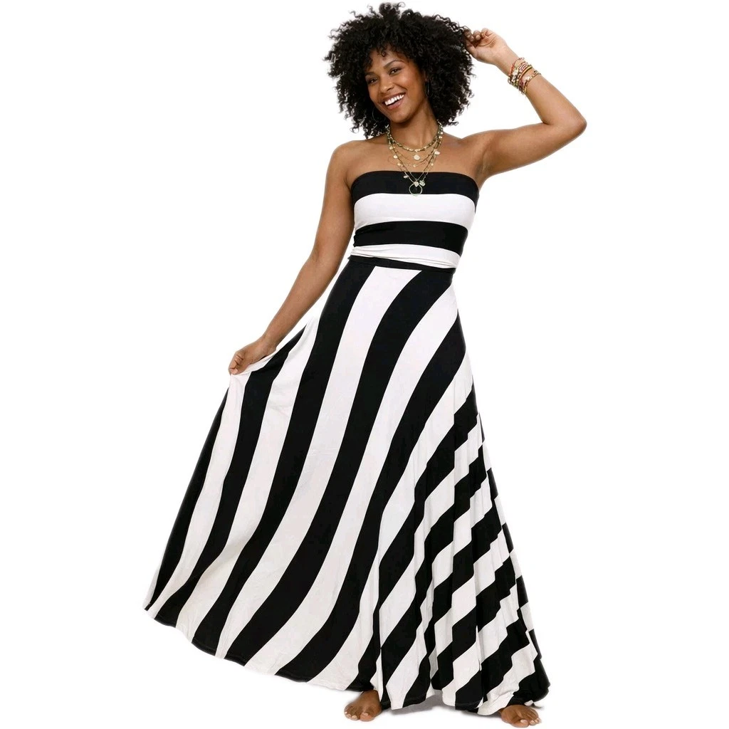 green emerald velvet dress Monte Carlo Black & White Striped Square-Neck Drop-Waist Midi Dress – Club  L London main image 1