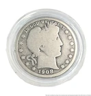 Barber 1908-D Silver Half Dollar 50c Fifty Cent American Liberty US Coin