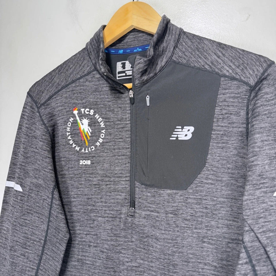 TCS New York City Marathon 2018 New Balance Quarter Zip Pullover Men Small Gray - Image 3 of 4