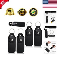 Compact 4 Pcs USB Flash Drive Cases - Stylish Leather Protection with Keychain