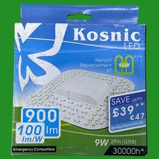 1x 9W (=16W Replacement) Kosnic LED GR8 2 pin 4000K 2D Light Bulb Double D