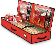 Wrapping Paper Organizer Storage Container 600D Heavy Duty Red Tear Proof fo