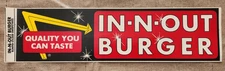 Vintage 1980s  In-N-Out Burger Bumper Sticker NOS