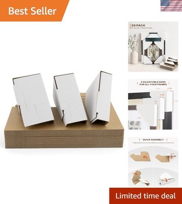20 Pack Adjustable Cardboard Corner Protectors, Fits 1'', 1.5'' and 2.1'' Frames...