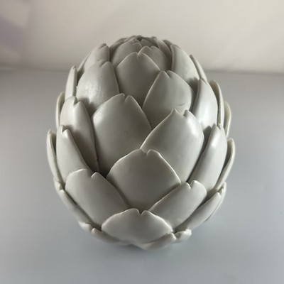 White Ceramic Artichoke Sculpture Statue Decor Centerpiece 5.5'' (9 Layers)
