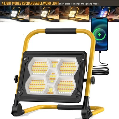 KARTOLS USB Rechargeable LED Work Light Solar Portable Floodlight Garage Camping Lamp