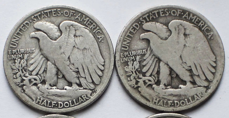 1916, 1918-S, 1919, 1920 Walking Liberty Silver Half Dollars G/F, Four 50C coins - Image 4 of 4