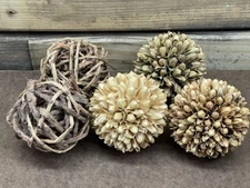 Assorted Decorative Balls/Spheres 3 Pistachio Kissing balls And 2 Willow Balls