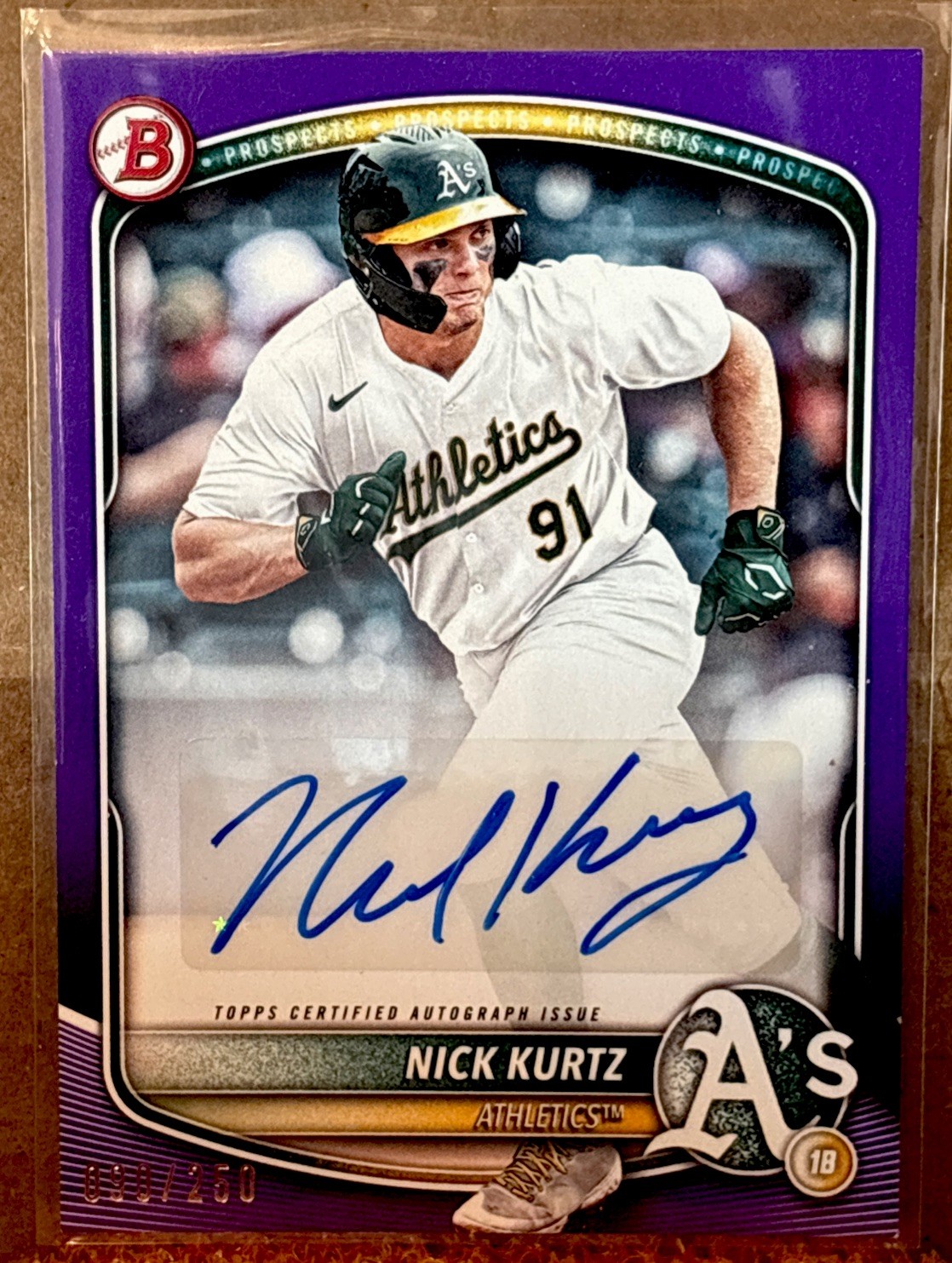 Nick Kurtz 2025 Bowman Purple Auto /250 RC #BPA-NK