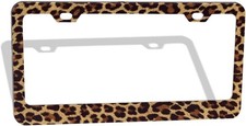 Customized Decorative License Plate Frame With Cheetah Leopard Brown Design Stai
