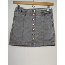 Gap Grey Corduroy Button Front Mini Skirt Fall 2004 Vintage Size 8 249381