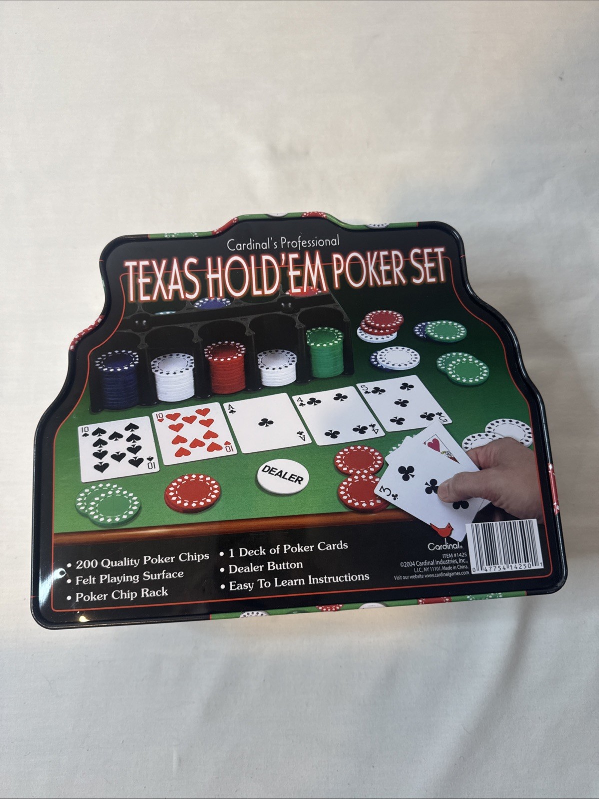 Brand New Texas Hold Em Poker Set 200 Chip Tin Set With Card Deck And Felt