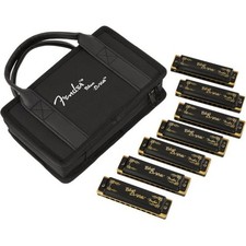Fender Blues DeVille Harmonica  7 Pack w/Case  Black  Gold