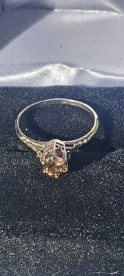 Nachlass 10k 0,48 Weißgold Natürlicher Champagner Diamant Ehering Größe 6
