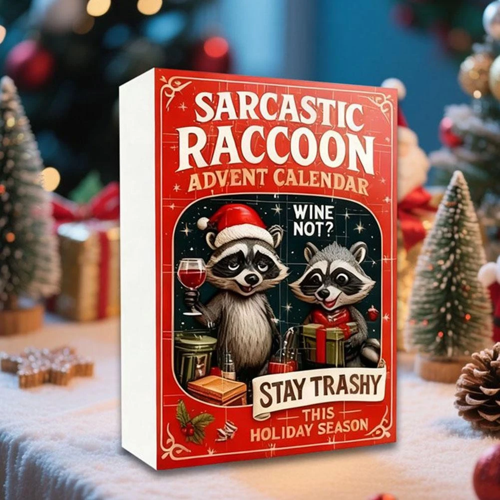 2D Christmas Raccoon Blind Box Acrylic Ornament 24 Days Countdown Holiday C H2H9