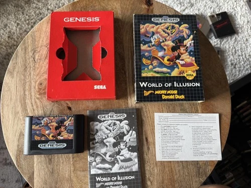 Sega Genesis World of Illusion Mickey Mouse Donald Duck Complete CIB Reg Card
