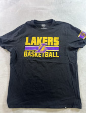 '47 Brand Lakers Basketball Men's Black Lakers Logo Graphic T-Shirt Size Large