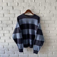 Vintage 90s Craft & Barrow Blue Striped Heavyweight Knit Sweater XL