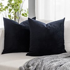 Soft Velvet Throw Pillow Covers 18x18 inch Set of 2 18" x 18" Pack of 2 Black
