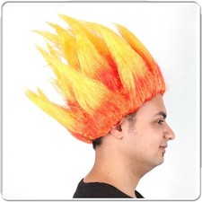 Flame Troll Wig - Colorful 80s Wigs - Neon Spiked Crazy Halloween Costume Wig