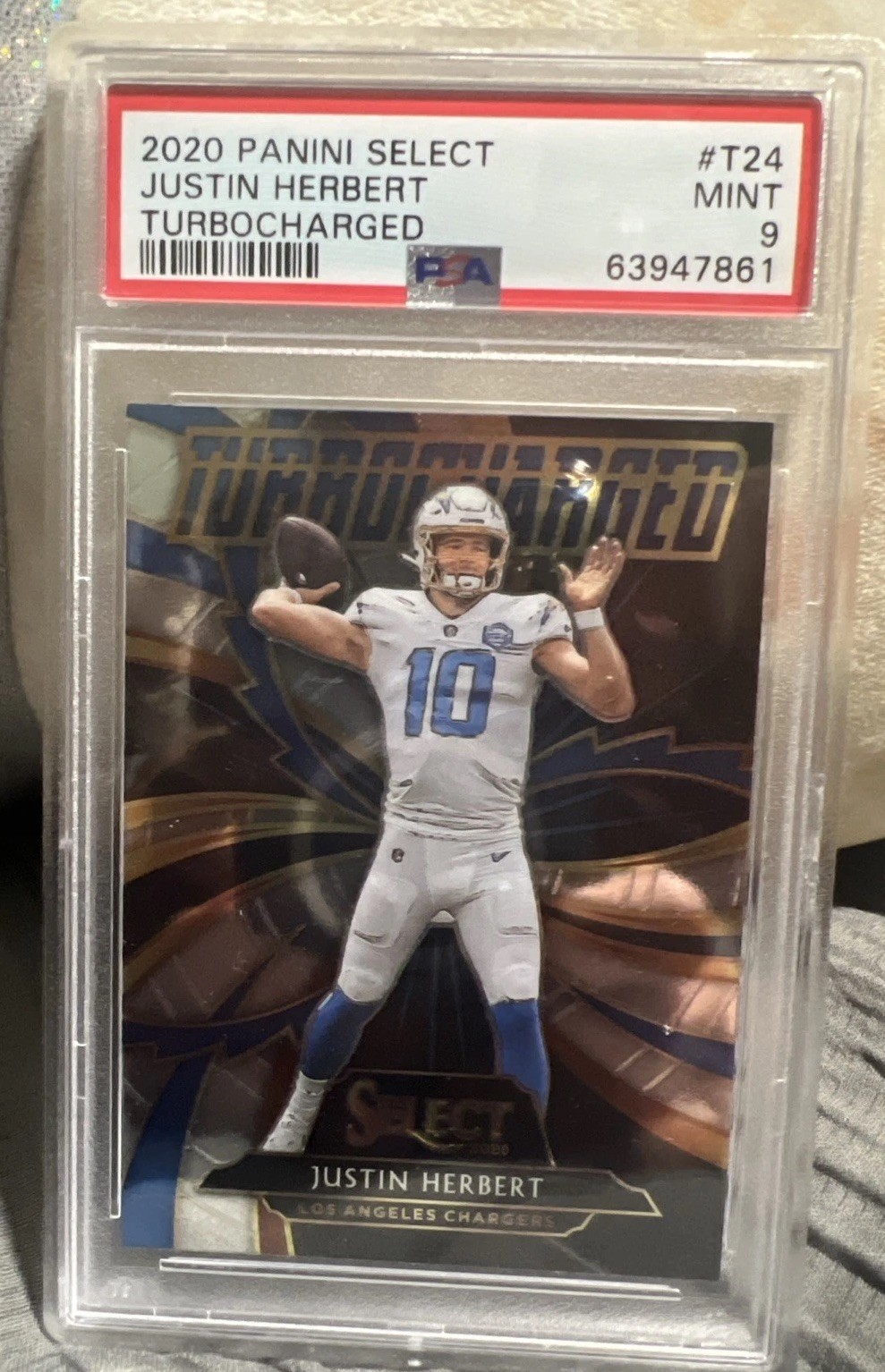 2020 Panini Select #T24 Justin Herbert Turbocharged PSA 9