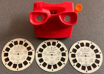SELTEN VINTAGE ORIGINAL 3D VIEW MASTER BETRACHTER + HERCULES, KOMPLETTES SET MIT 3 ROLLEN.