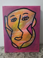 Original Art Expressionism Face Colorful Modern Art Acrylic Painting on Canvas