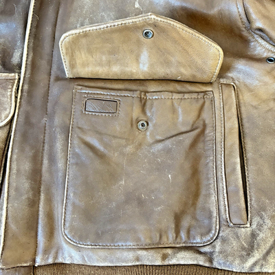 Authentic Vintage 1980s Brown Genuine Leather Bomber Jacket