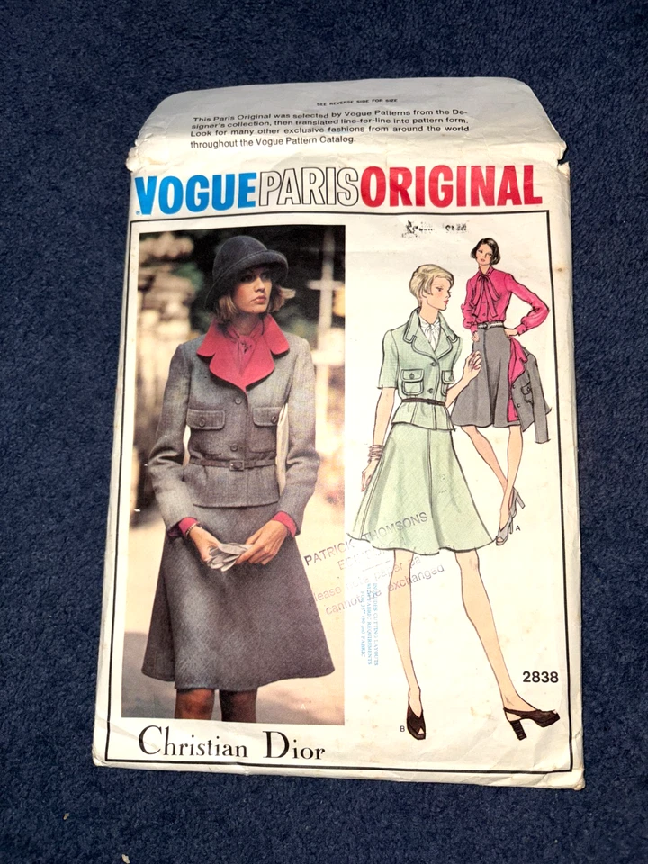 Vogue Paris Original pattern No. 2838. Christian Dior.   Size14/ bust 36 - 1973 - Image 2 of 4