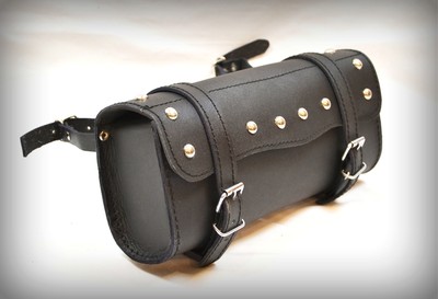 Sacoche De Fourche Moto En Cuir PU - 13x31 Cm, Universelle, Étanche, Pochette Outils & Gadgets Pour Guidon, Sissy Bar Ou Cadre