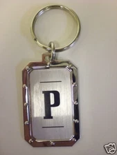 HEAVY DUTY SILVER/CHROME/BLACK INITIAL "P" KEYCHAIN