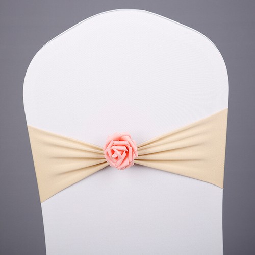 10 PCS Elastic Spandex Sashes Rose Flower Decor Wedding Banquet Chair Cover - Picture 16 of 17