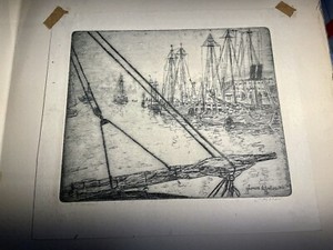 Rare Leon Louis Dolice New York Harbor Fine Art Etching
