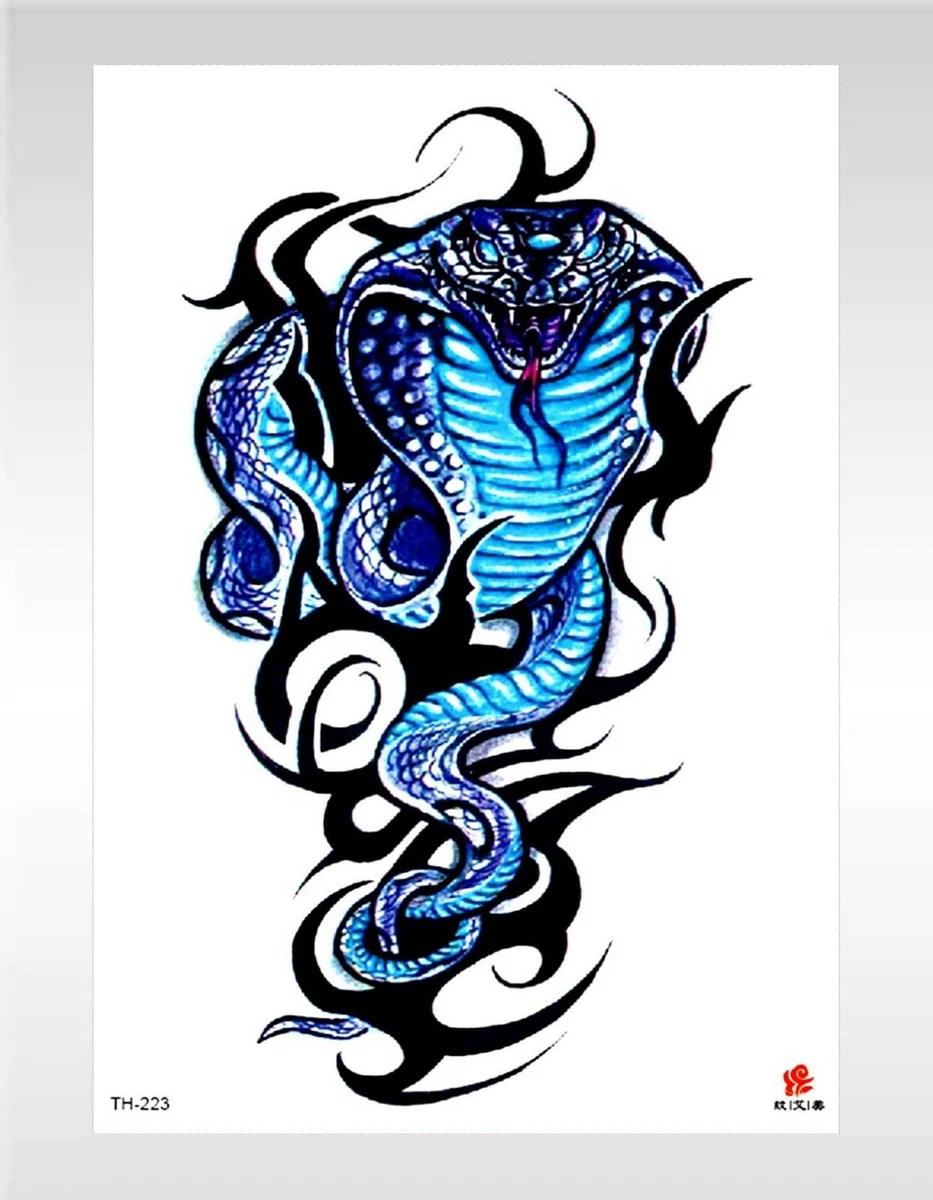 cobra snake large 8.25" temporary arm tattoo body art tattoos | eBay