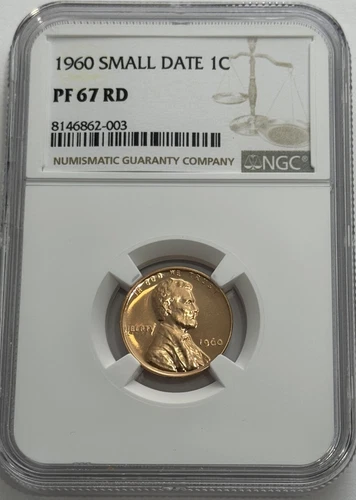 1960 P NGC PF67 RD SMALL DATE RED PROOF LINCOLN MEMORIAL PENNY 1C ONE CENT WLB