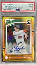 2024 Donruss Optic Signature GOLD #/10 COBY MAYO Rated Prospect #144 PSA 9