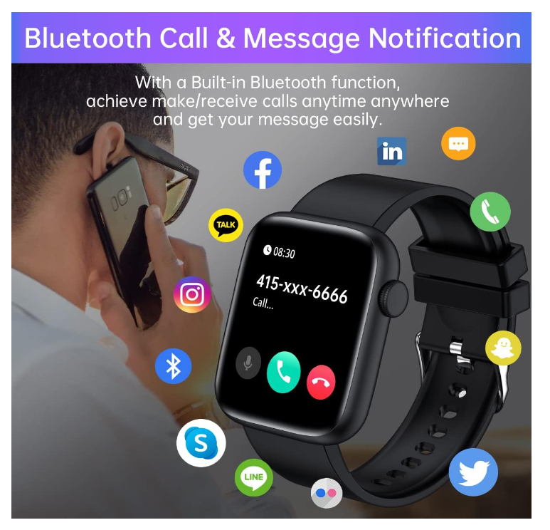 Men's Women's Smart Watch Fitness Tracker Answer/Make Calls for Android
